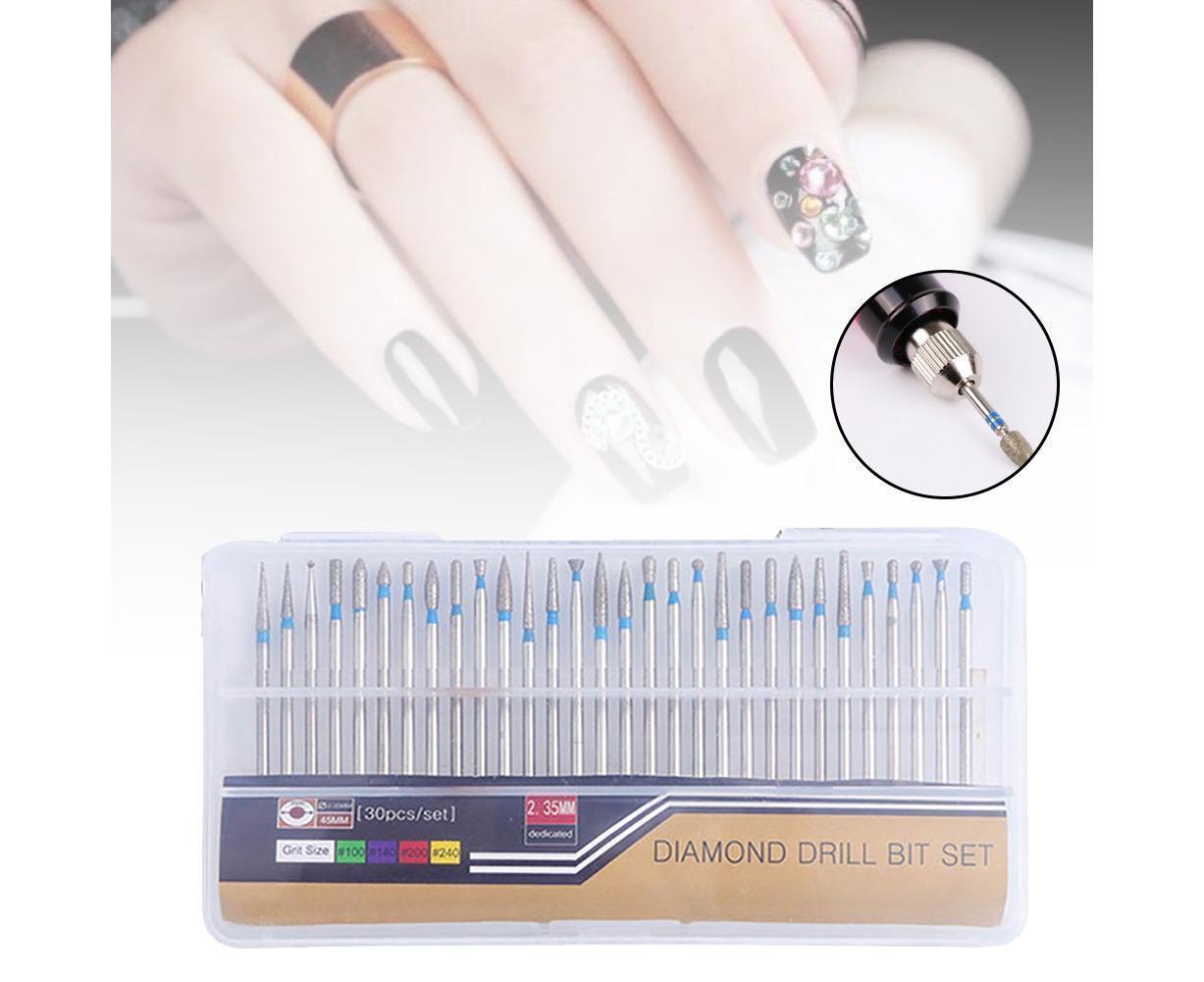 30Pcs Tungsten Steel Nail Drill Bits Manicure Pedicure Gel Polish Removal Tool-A