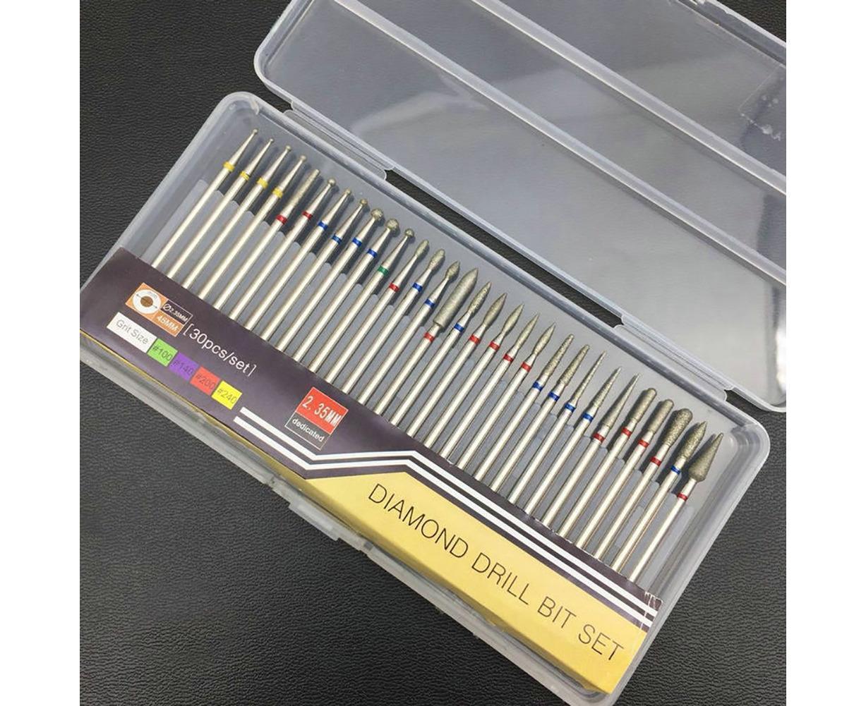 30Pcs Tungsten Steel Nail Drill Bits Manicure Pedicure Gel Polish Removal Tool-A