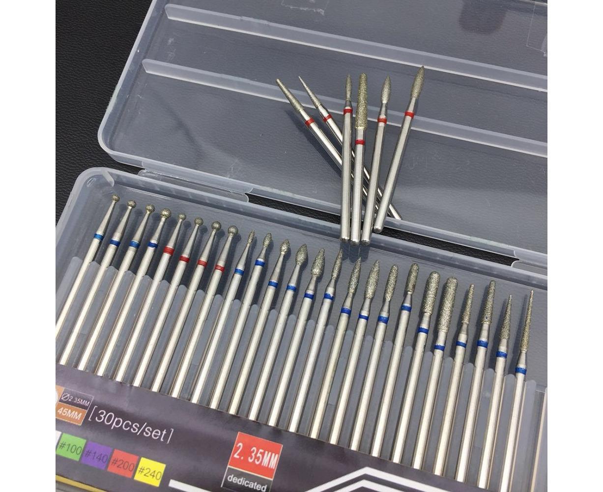 30Pcs Tungsten Steel Nail Drill Bits Manicure Pedicure Gel Polish Removal Tool-A