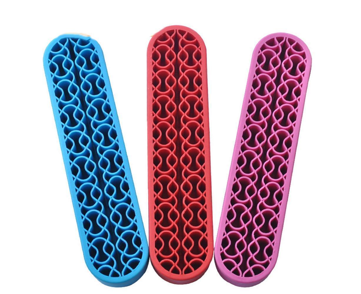 Silicone Nail Pen Holder Makeup Brush Display Stand Storage Case Desk Organizer-Pink