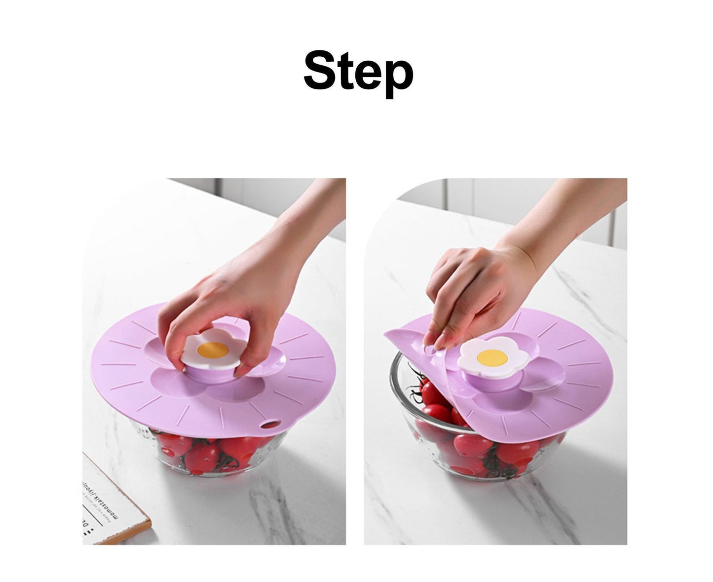 Anti Spill Cover Flexible Keep Freshness - Purple S