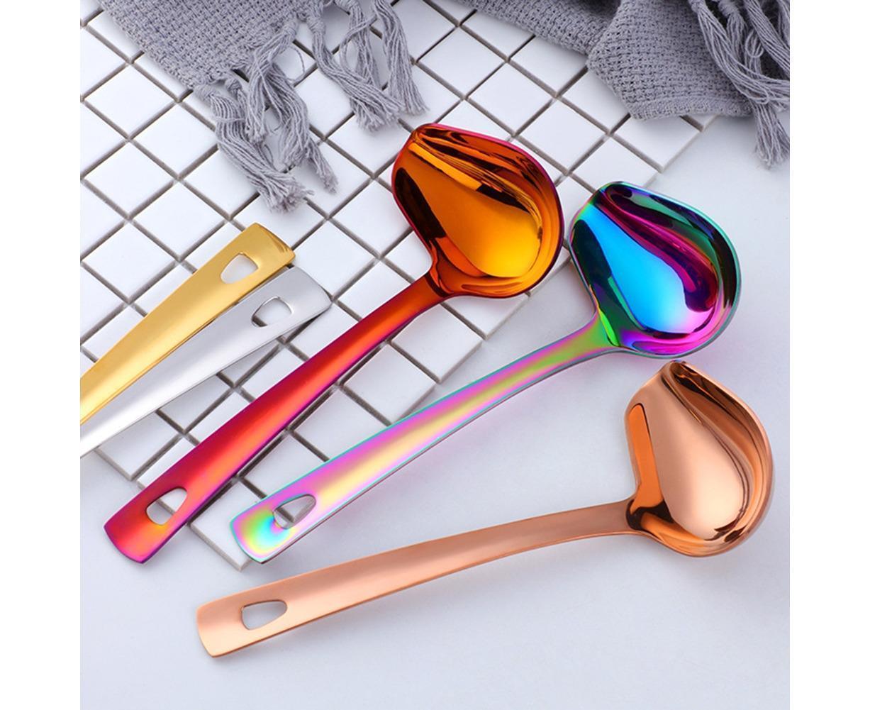 Stainless Steel Duck Mouth Oil Spoon Hanging Hot Pot Soup Ladle Scoop Tableware-Rose Gold