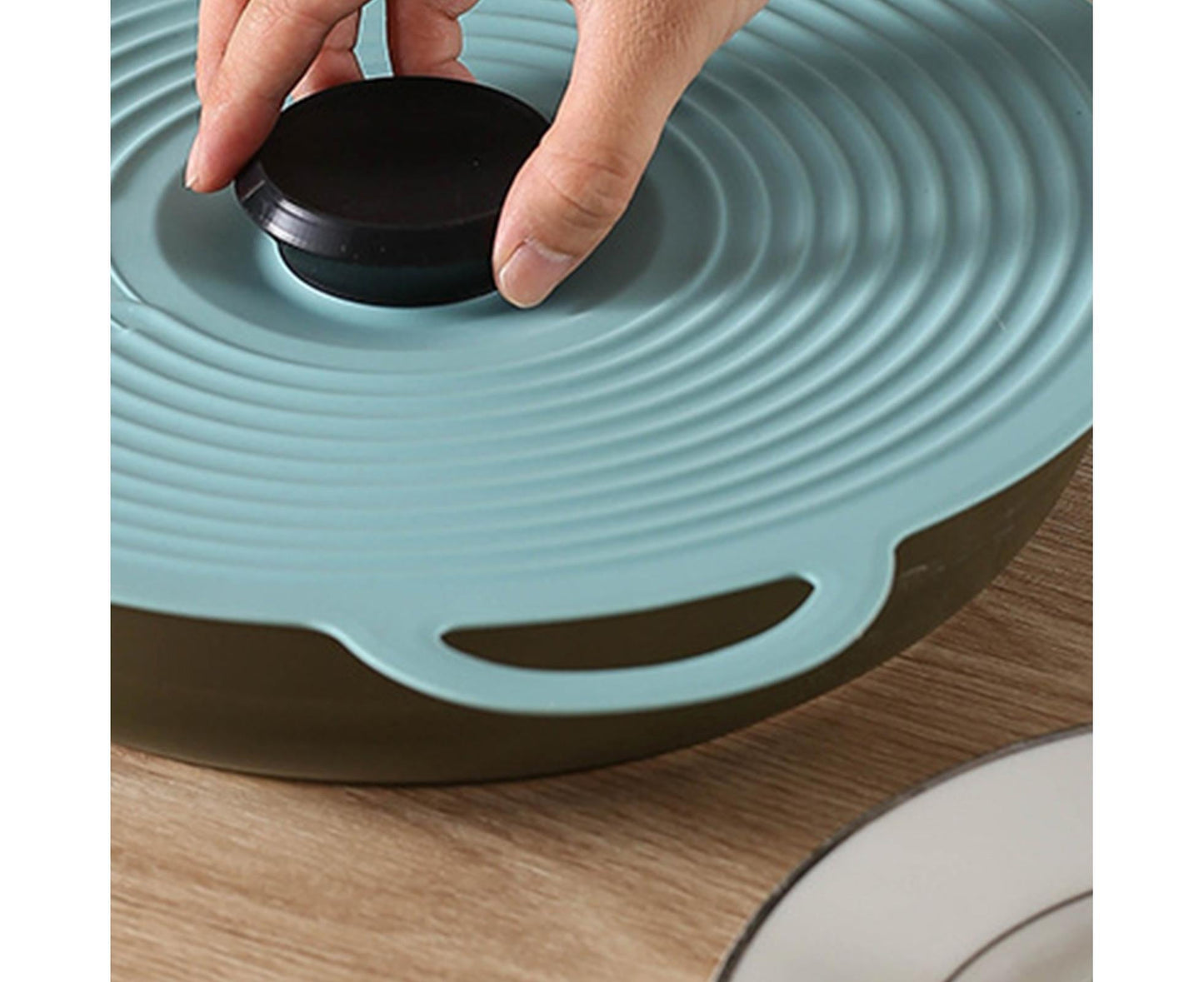 Pot Lid Reusable Heat-resistant Silicone Leak Proof Fresh-keeping Cover for Kitchen-Light Blue XL