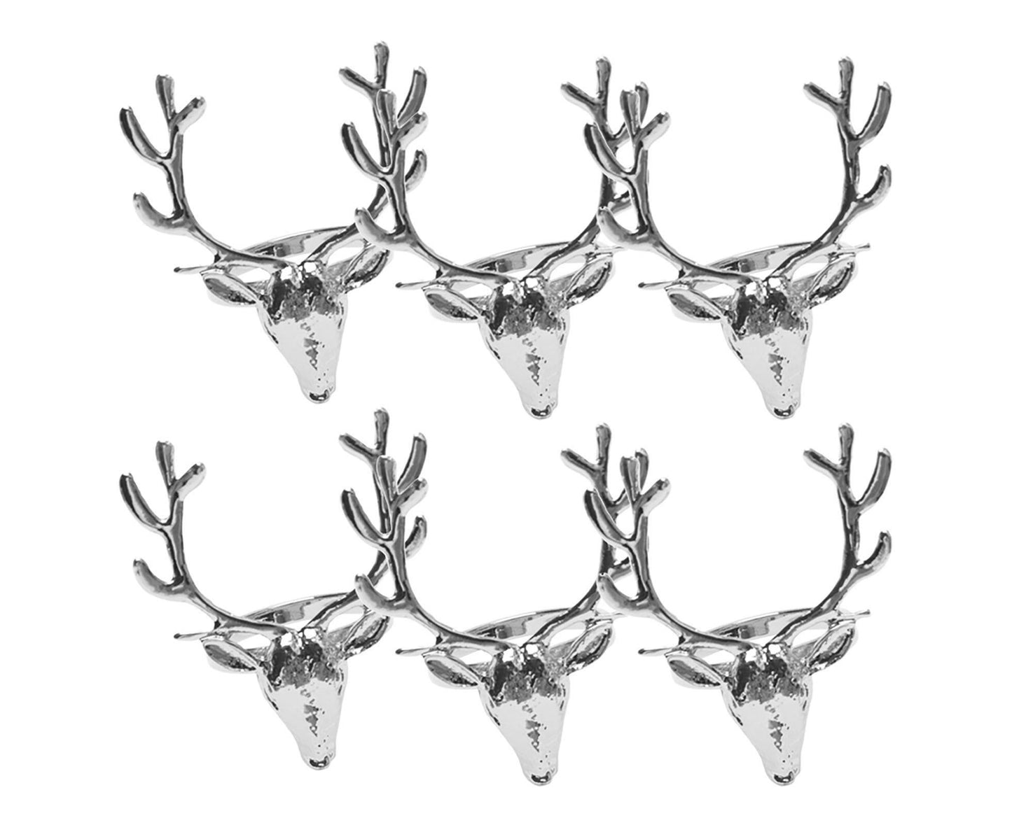 6Pcs Napkin Holder Deer Design Metal Table Decoration - Silver