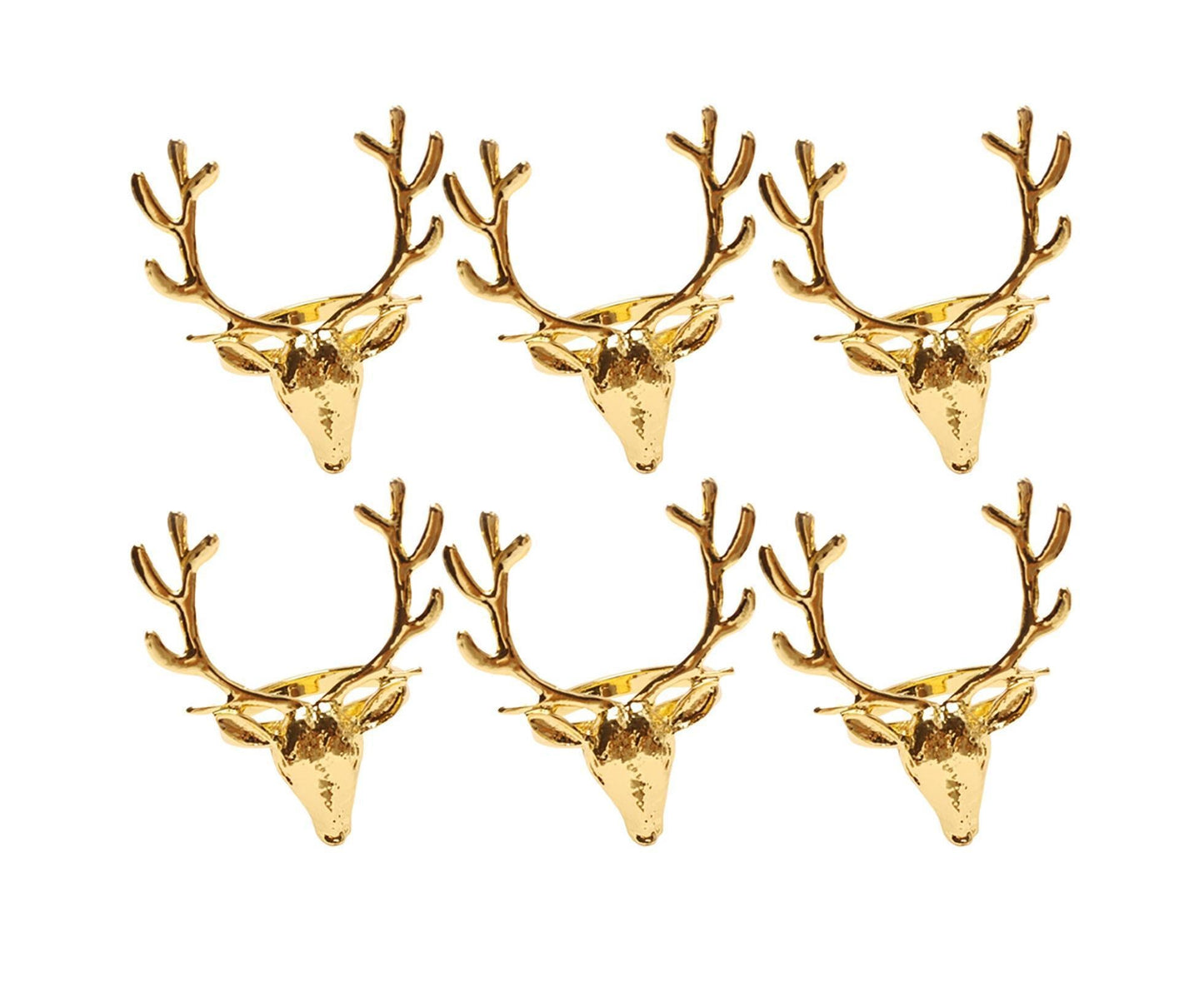 6Pcs Napkin Holder Deer Design Metal Table Decoration - Golden