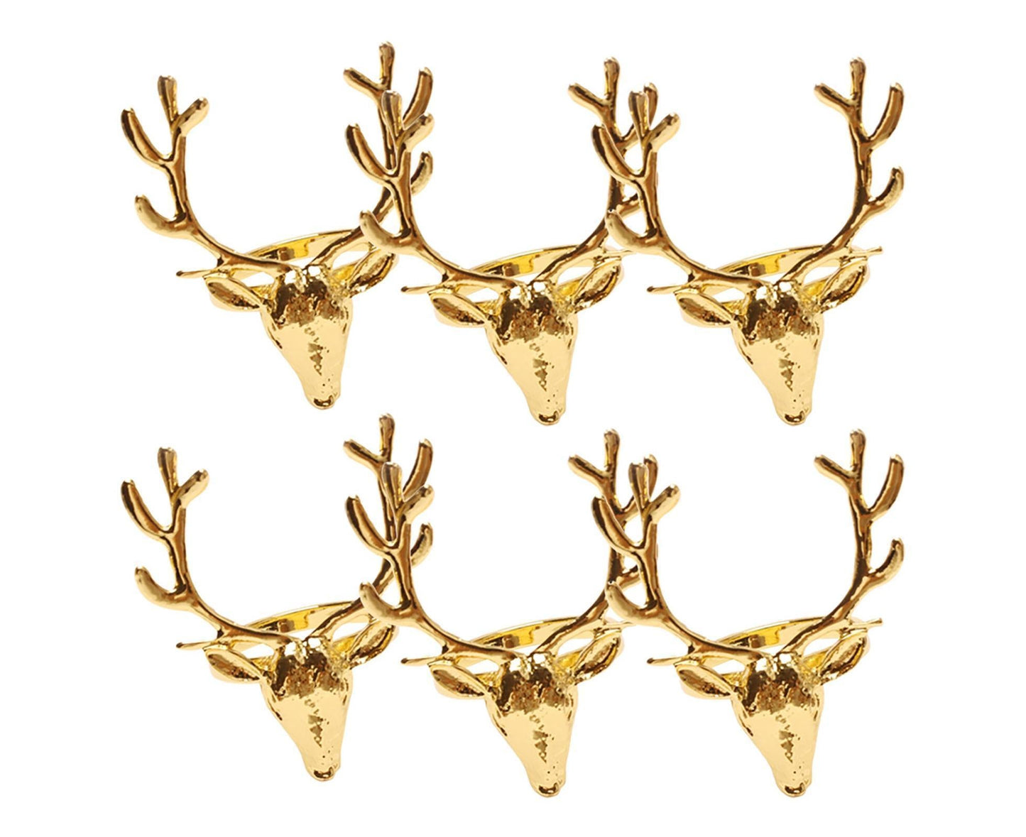 6Pcs Napkin Holder Deer Design Metal Table Decoration - Golden