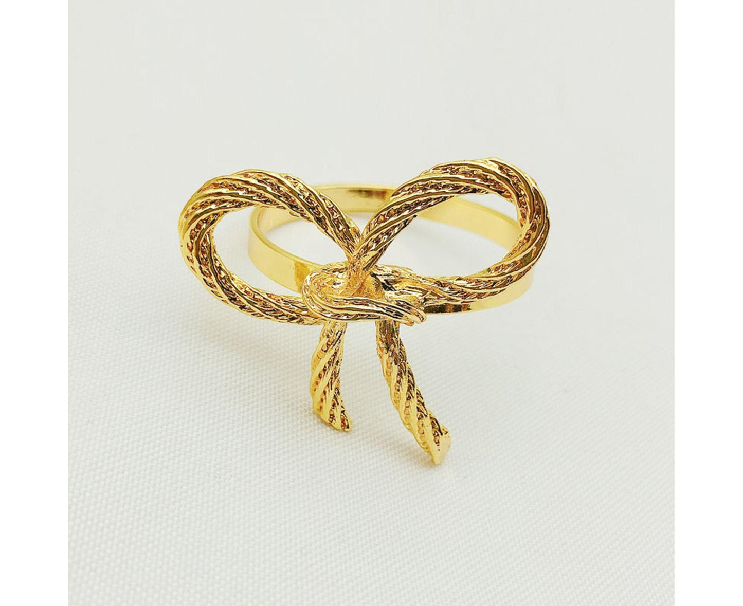 6Pcs Simple Bowknot Napkin Ring Buckle Holder Wedding Banquet Party Table Decor-Golden