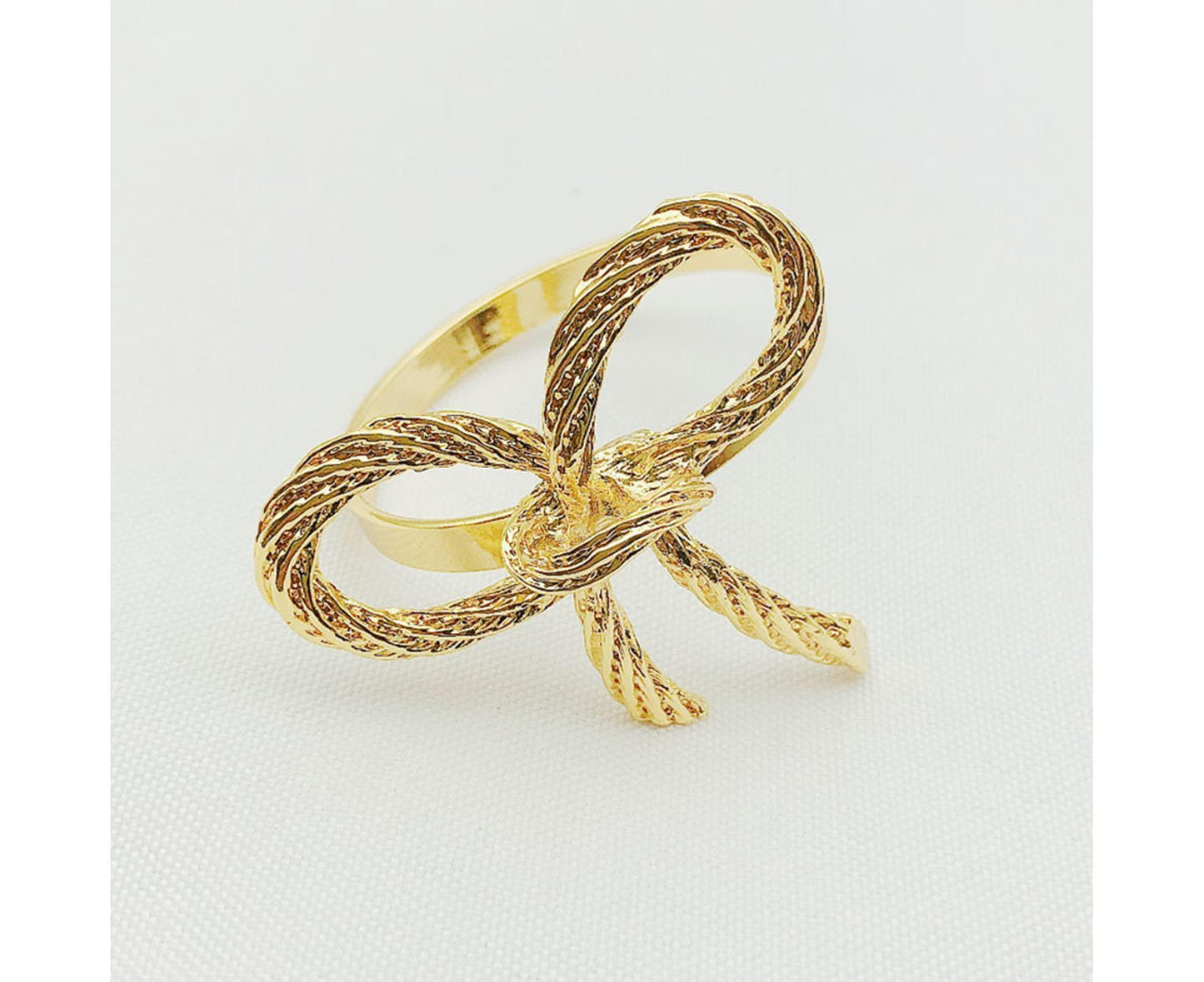 6Pcs Simple Bowknot Napkin Ring Buckle Holder Wedding Banquet Party Table Decor-Golden