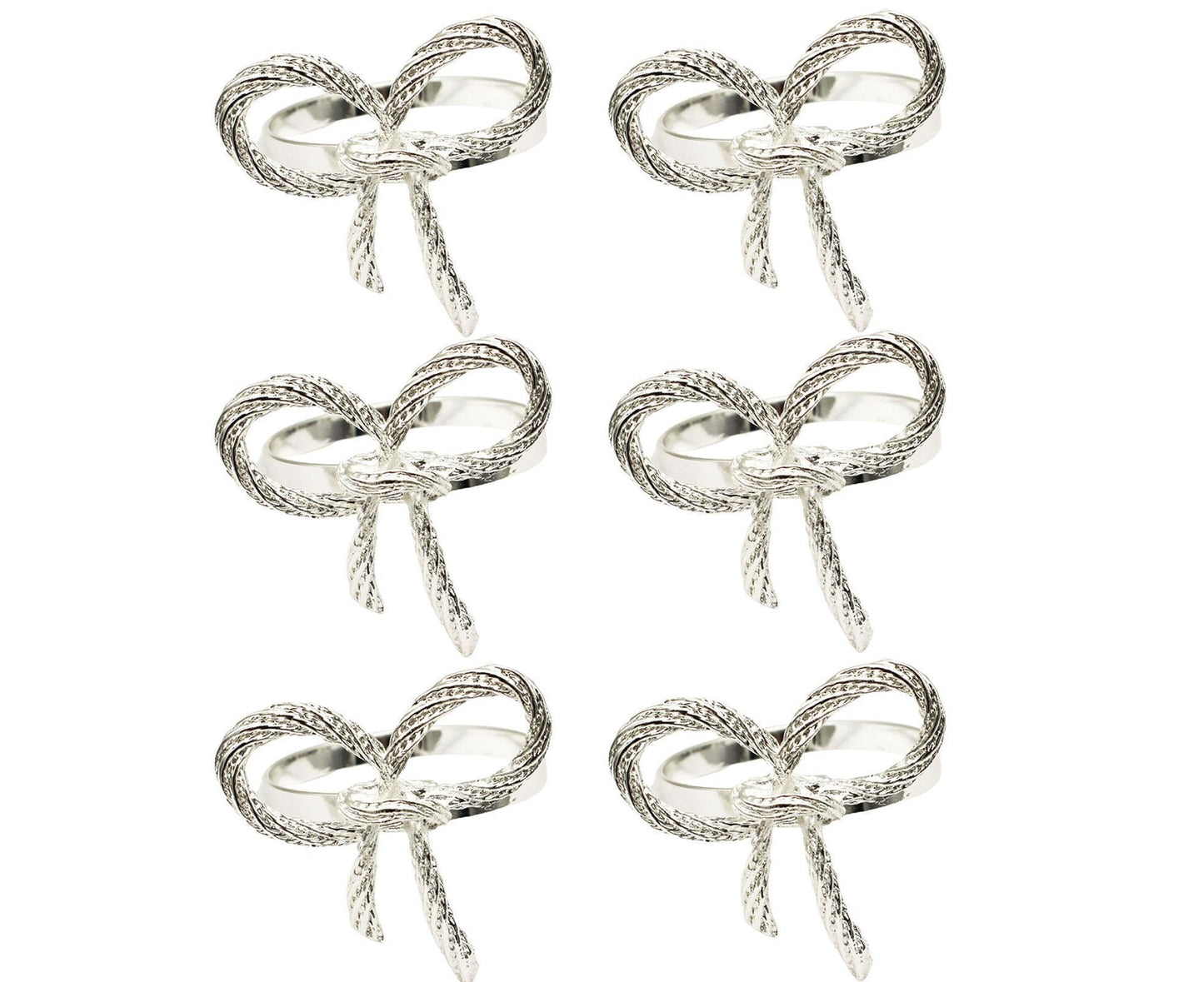 6Pcs Simple Bowknot Napkin Ring Buckle Holder Wedding Banquet Party Table Decor-Golden