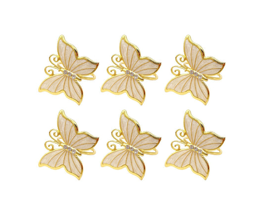 6Pcs Butterfly Shape Napkin Holder Table Decoration - Beige Yellow