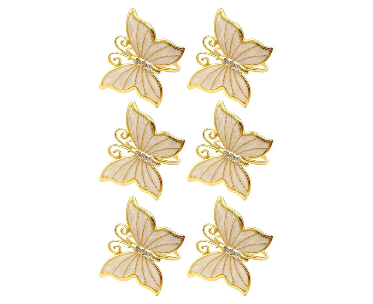 6Pcs Butterfly Shape Napkin Holder Table Decoration - Beige Yellow