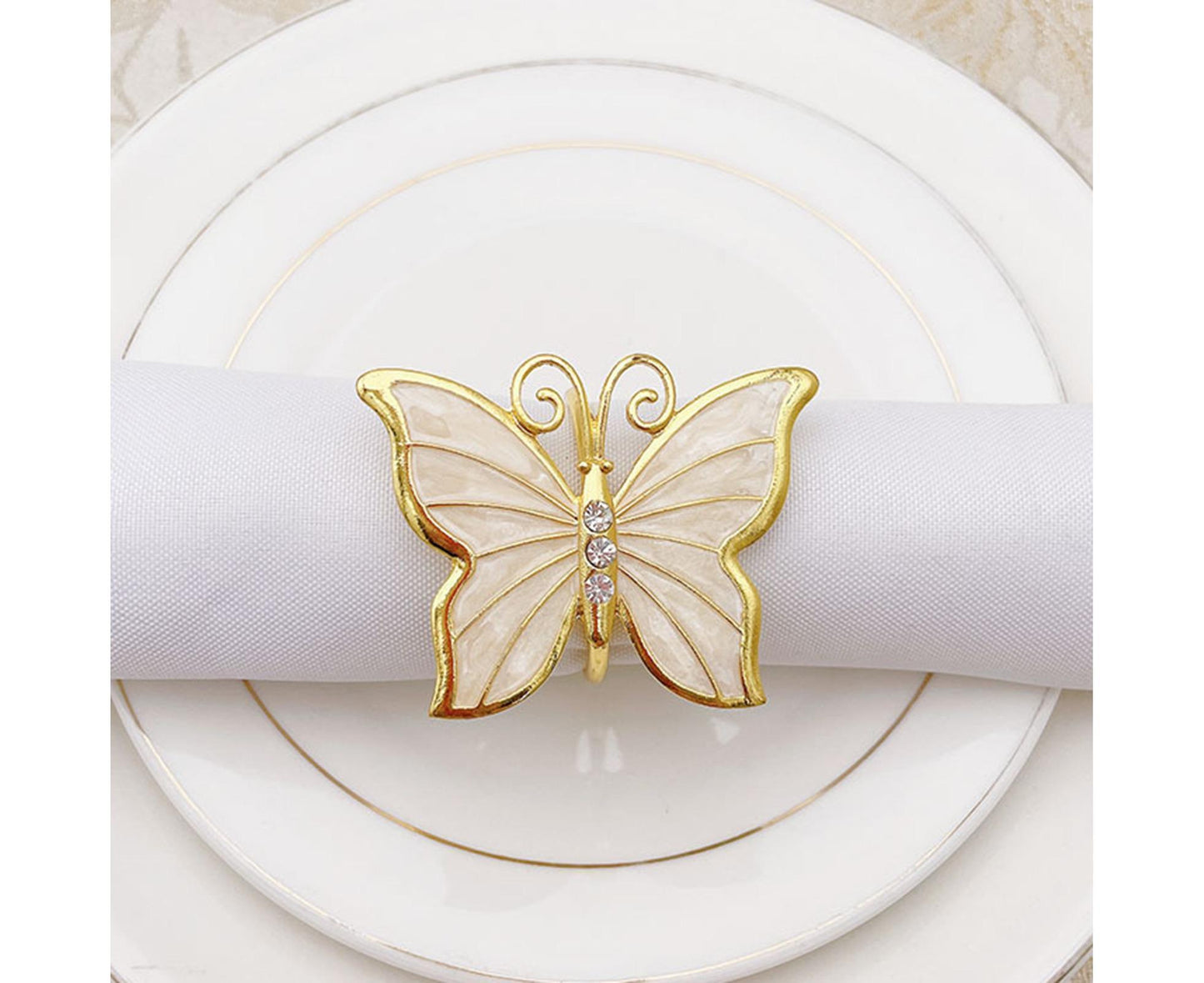 6Pcs Butterfly Shape Napkin Holder Table Decoration - Beige Yellow
