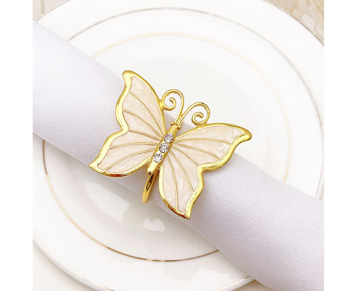 6Pcs Butterfly Shape Napkin Holder Table Decoration - Beige Yellow