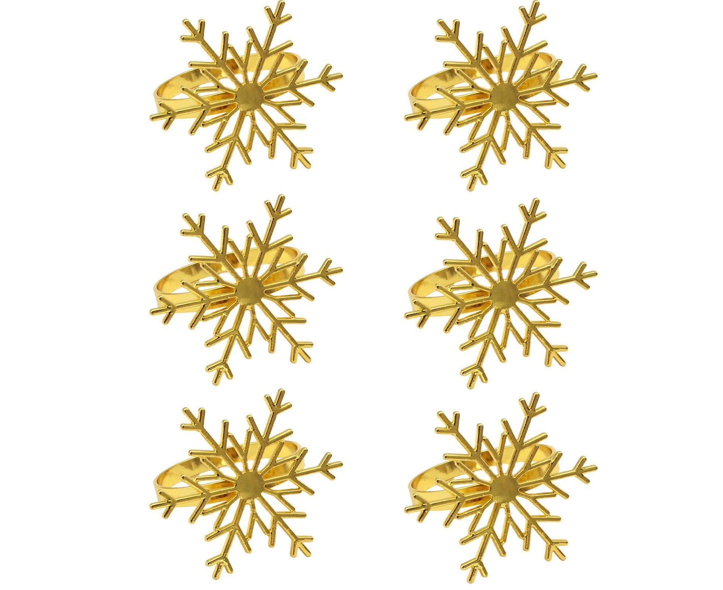 6Pcs Snowflake Shape Napkin Ring - Golden