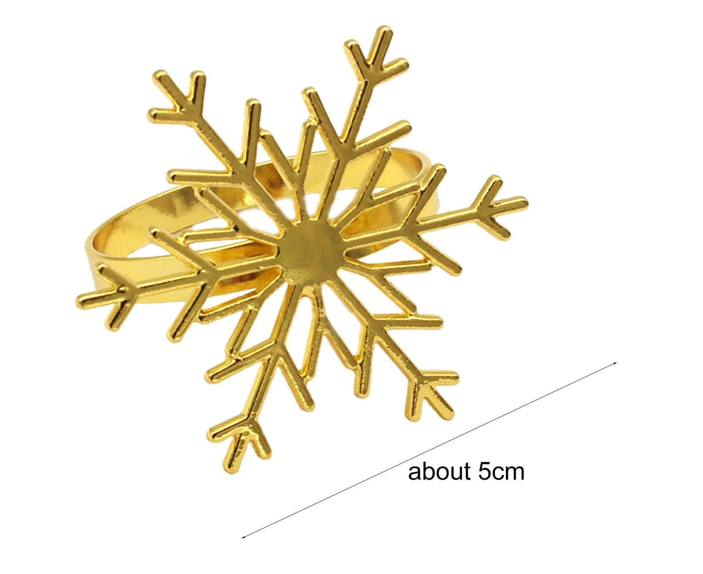 6Pcs Snowflake Shape Napkin Ring - Golden
