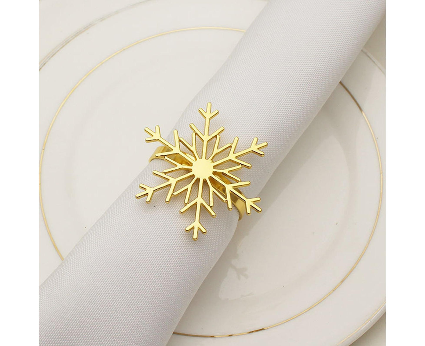 6Pcs Snowflake Shape Napkin Ring - Golden