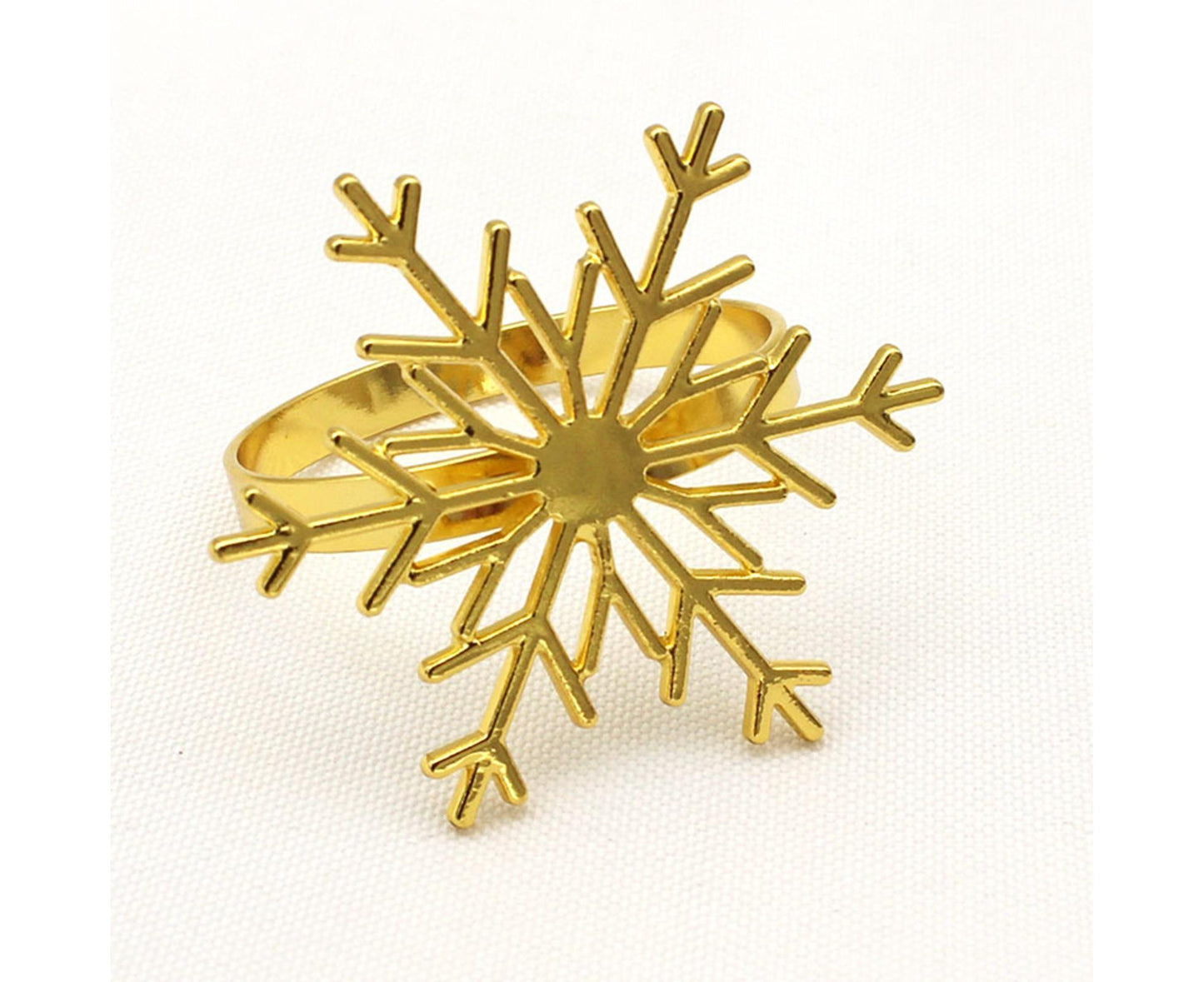 6Pcs Snowflake Shape Napkin Ring - Golden