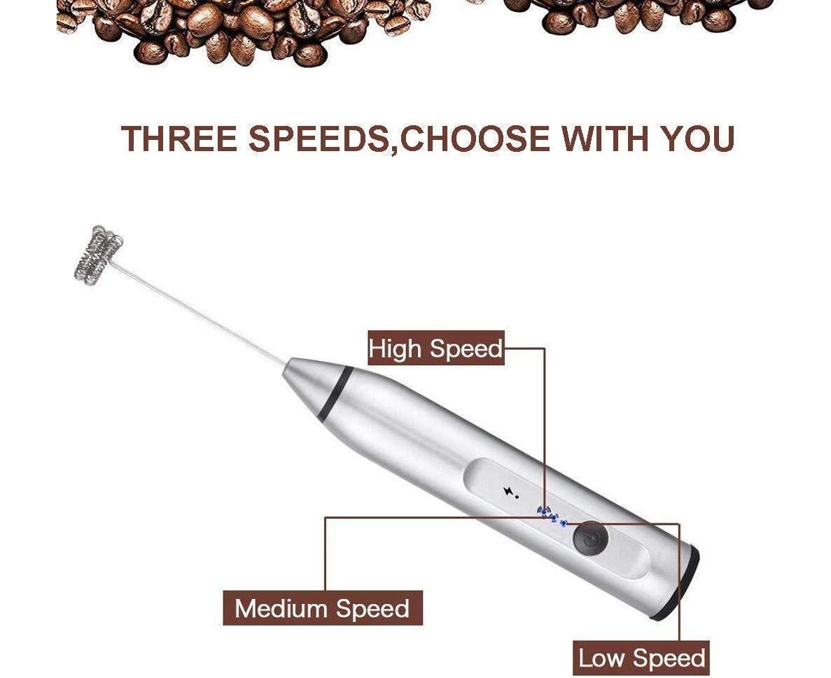 Milk Frother - Handheld Rechargeable - Stainless Whisks