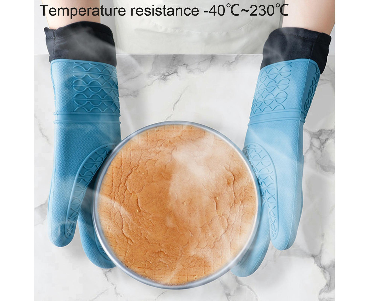 1Pc Oven Mitt Silicone Extra Length - Sky Blue