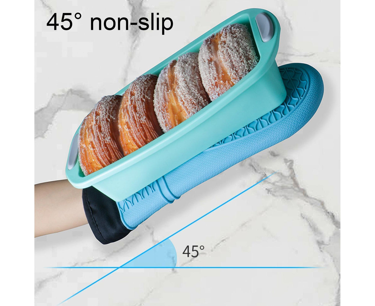 1Pc Oven Mitt Silicone Extra Length - Sky Blue