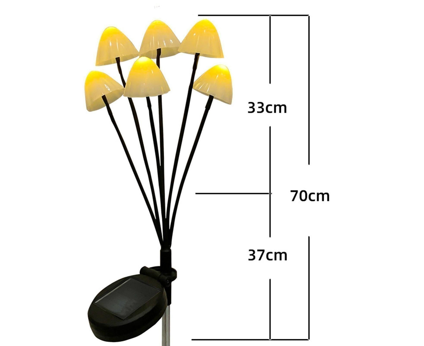2Pcs Solar Mushroom Light - 6pcs Warm White