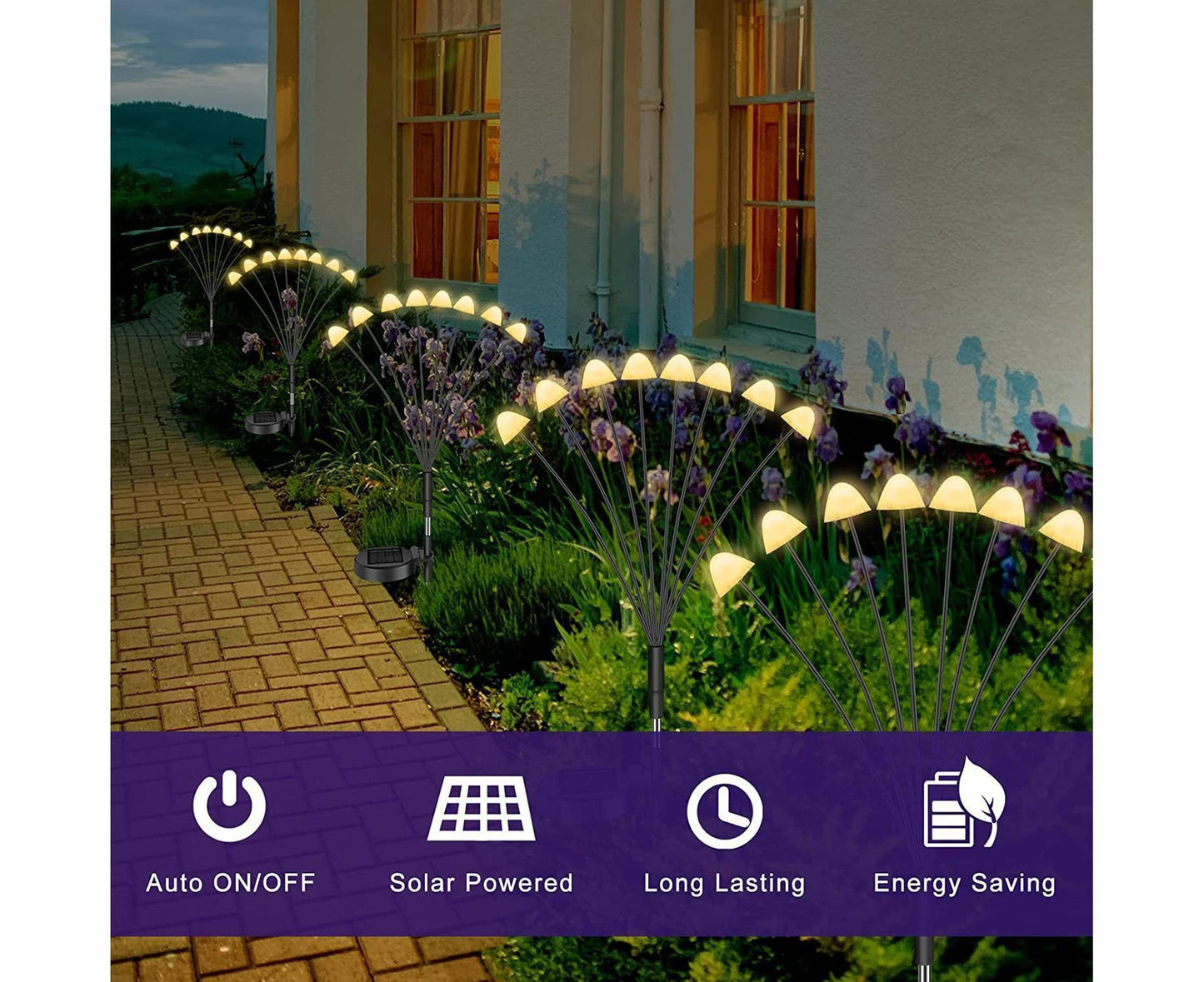 2Pcs Solar Mushroom Light - 6pcs Warm White