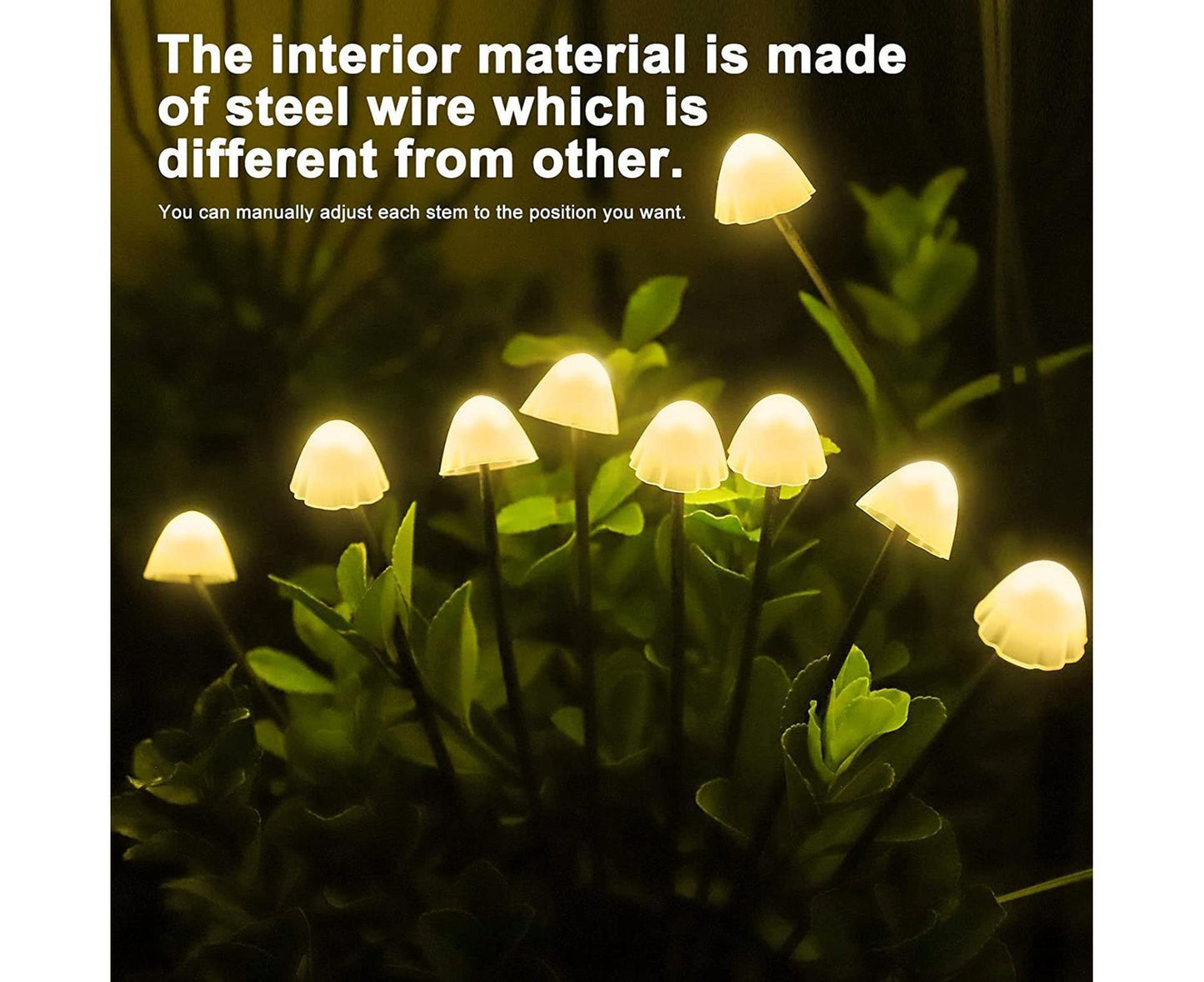2Pcs Solar Mushroom Light - 6pcs Warm White