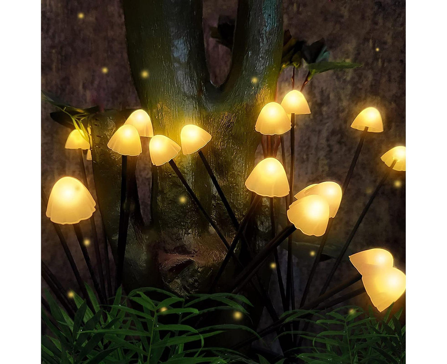 2Pcs Solar Mushroom Light - 6pcs Warm White