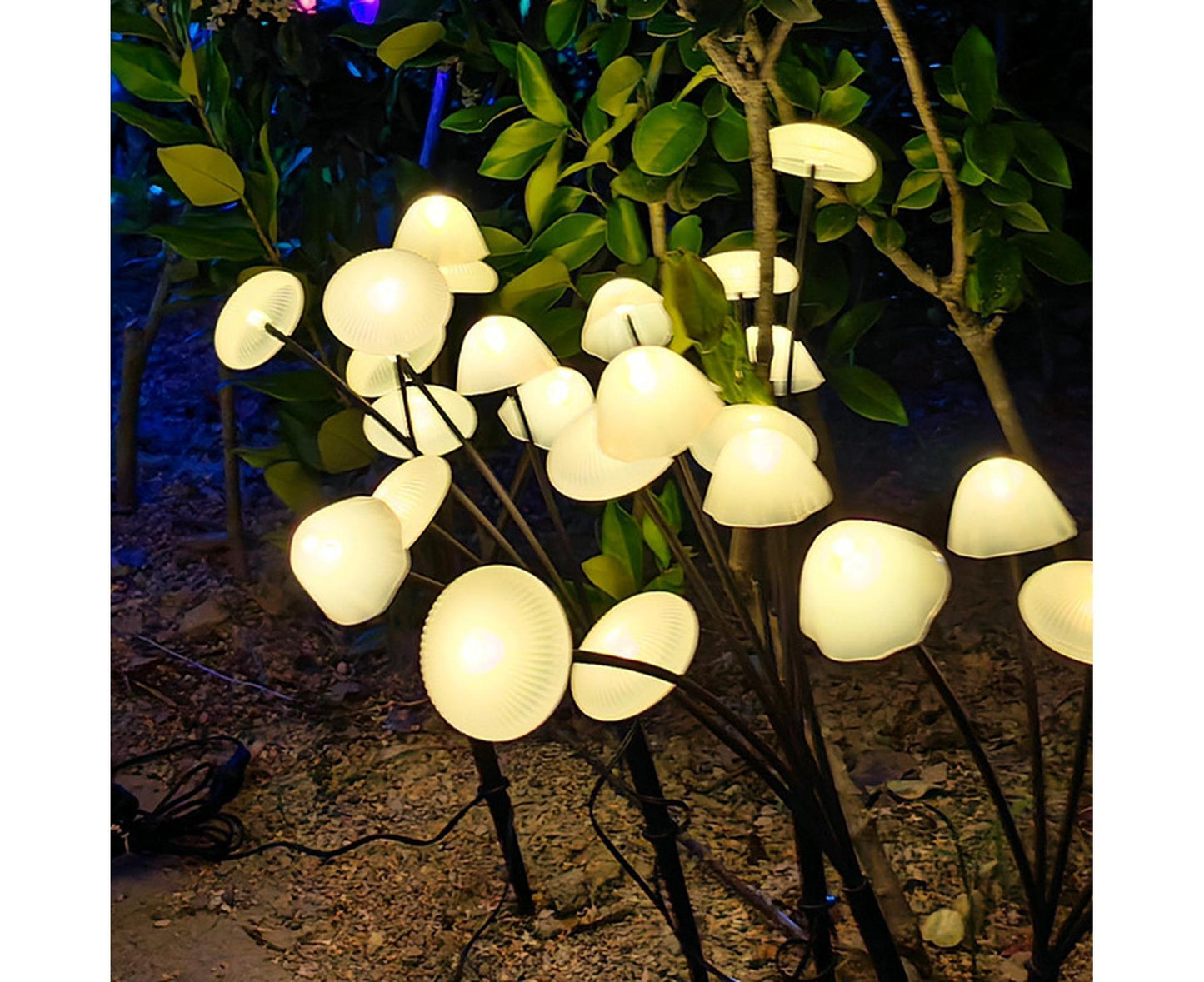 2Pcs Solar Mushroom Light - 6pcs Warm White