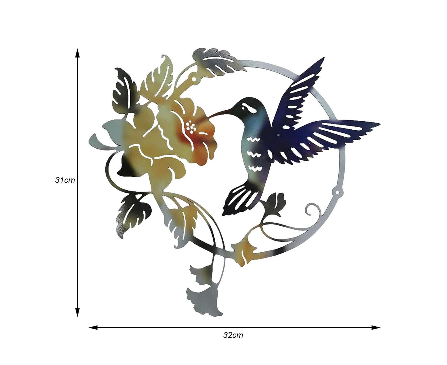 Metal Bird Wall Art Decor Hummingbird - Yellow