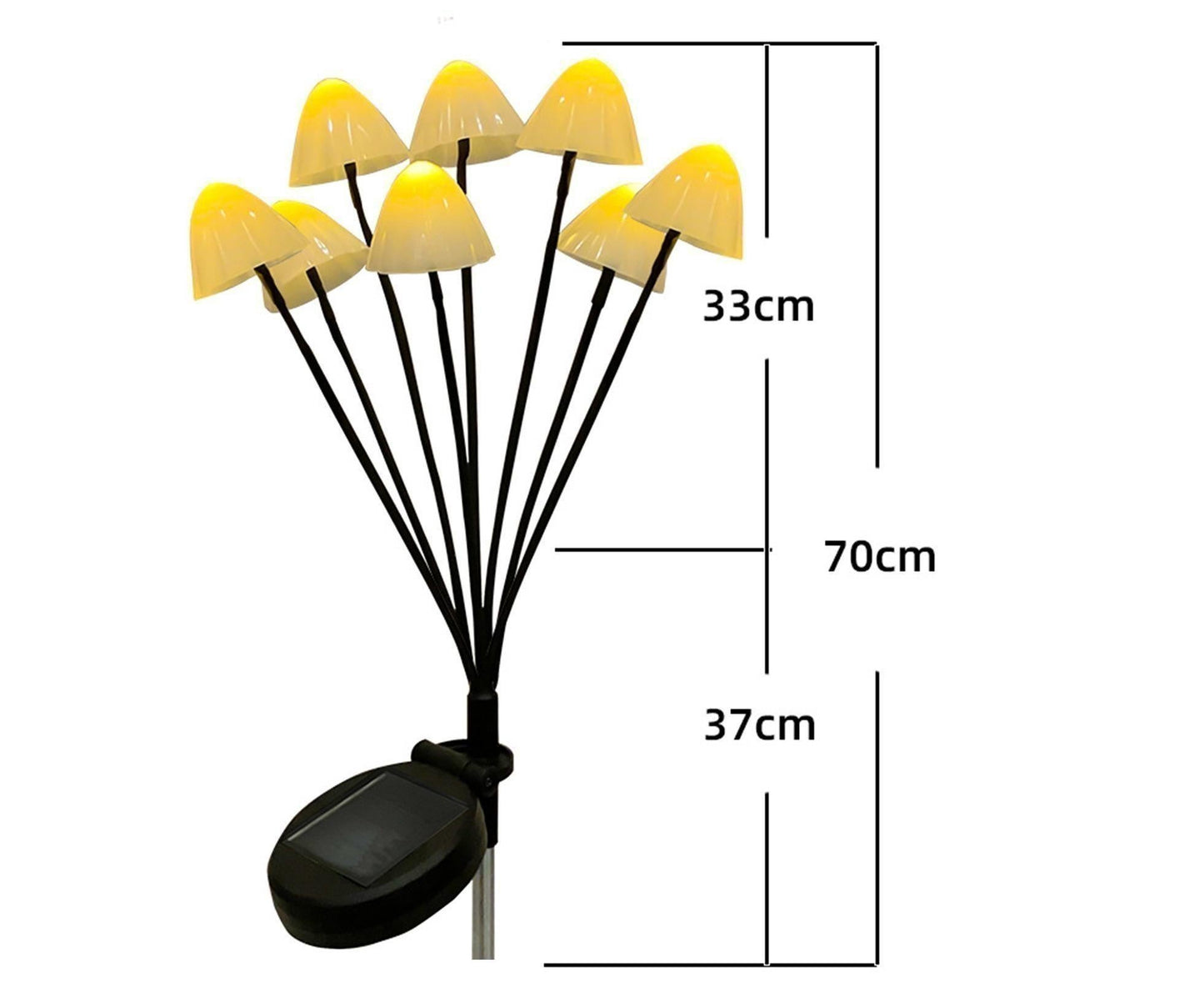 2Pcs Solar Mushroom Light - 8pcs Warm White