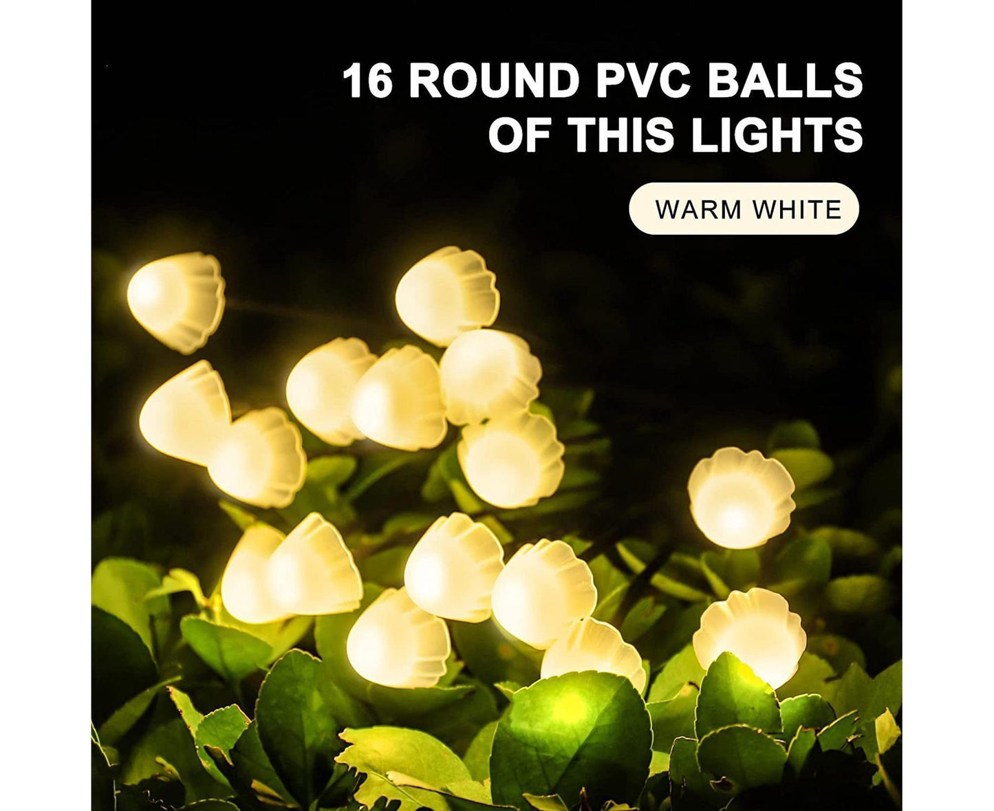 2Pcs Solar Mushroom Light - 8pcs Warm White