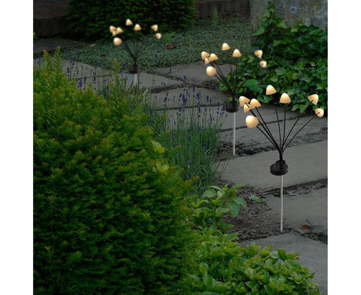 2Pcs Solar Mushroom Light - 8pcs Warm White