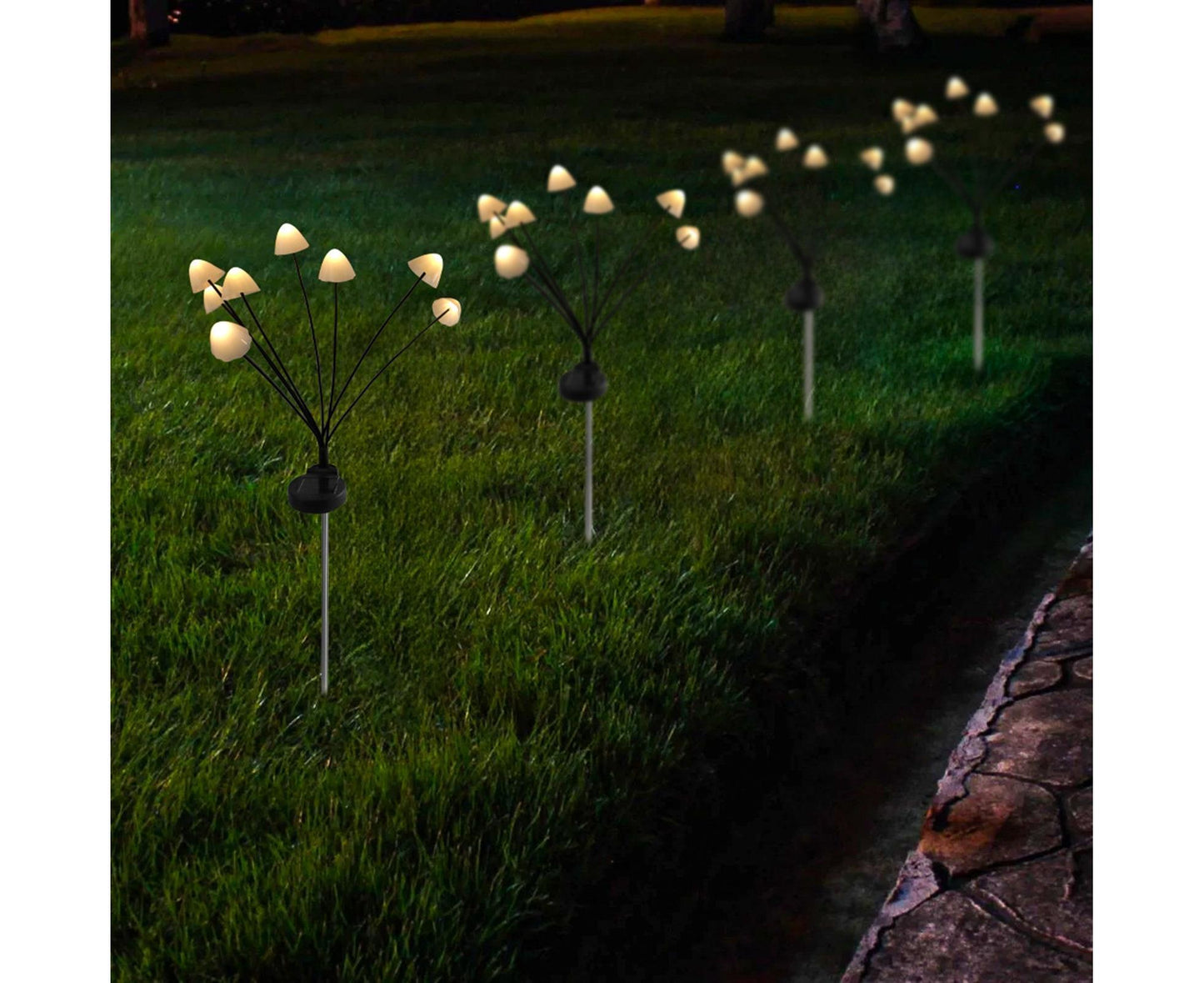2Pcs Solar Mushroom Light - 8pcs Warm White