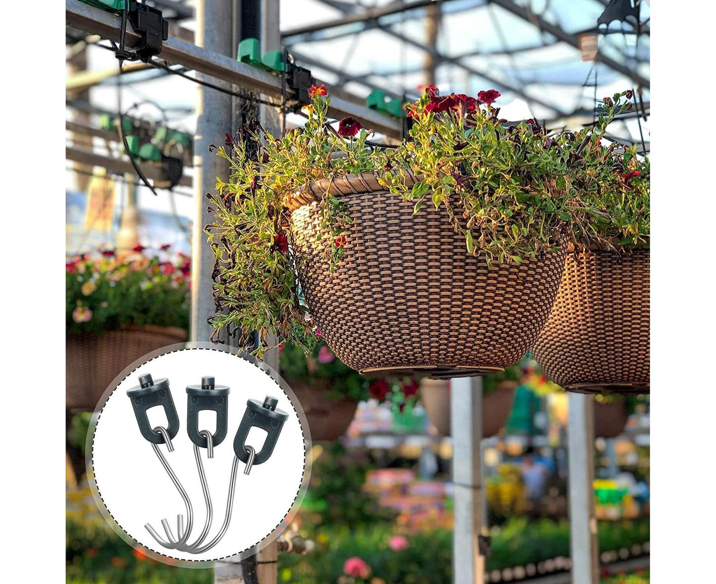 1 Set Plant Hanging Hook S-shaped - Green