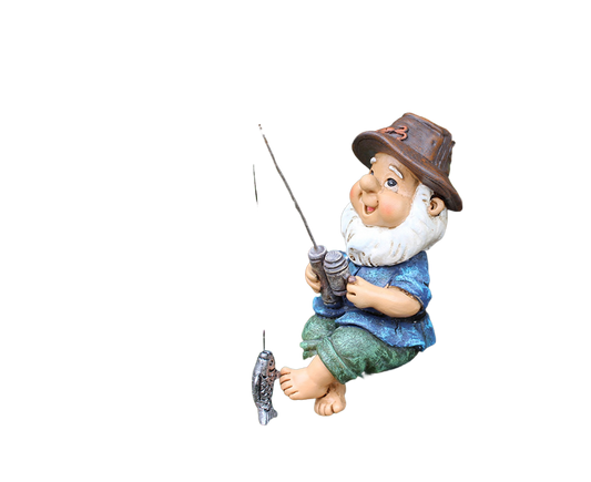 Lovely Fishing Man Shape Statue Decor Adorable Handmade Resin Statue Model for Garden-Fishing