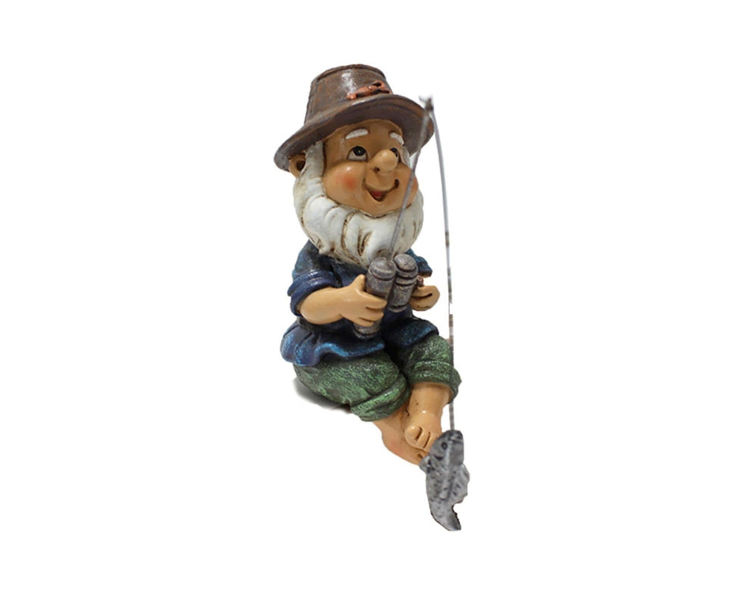 Lovely Fishing Man Shape Statue Decor Adorable Handmade Resin Statue Model for Garden-Fishing