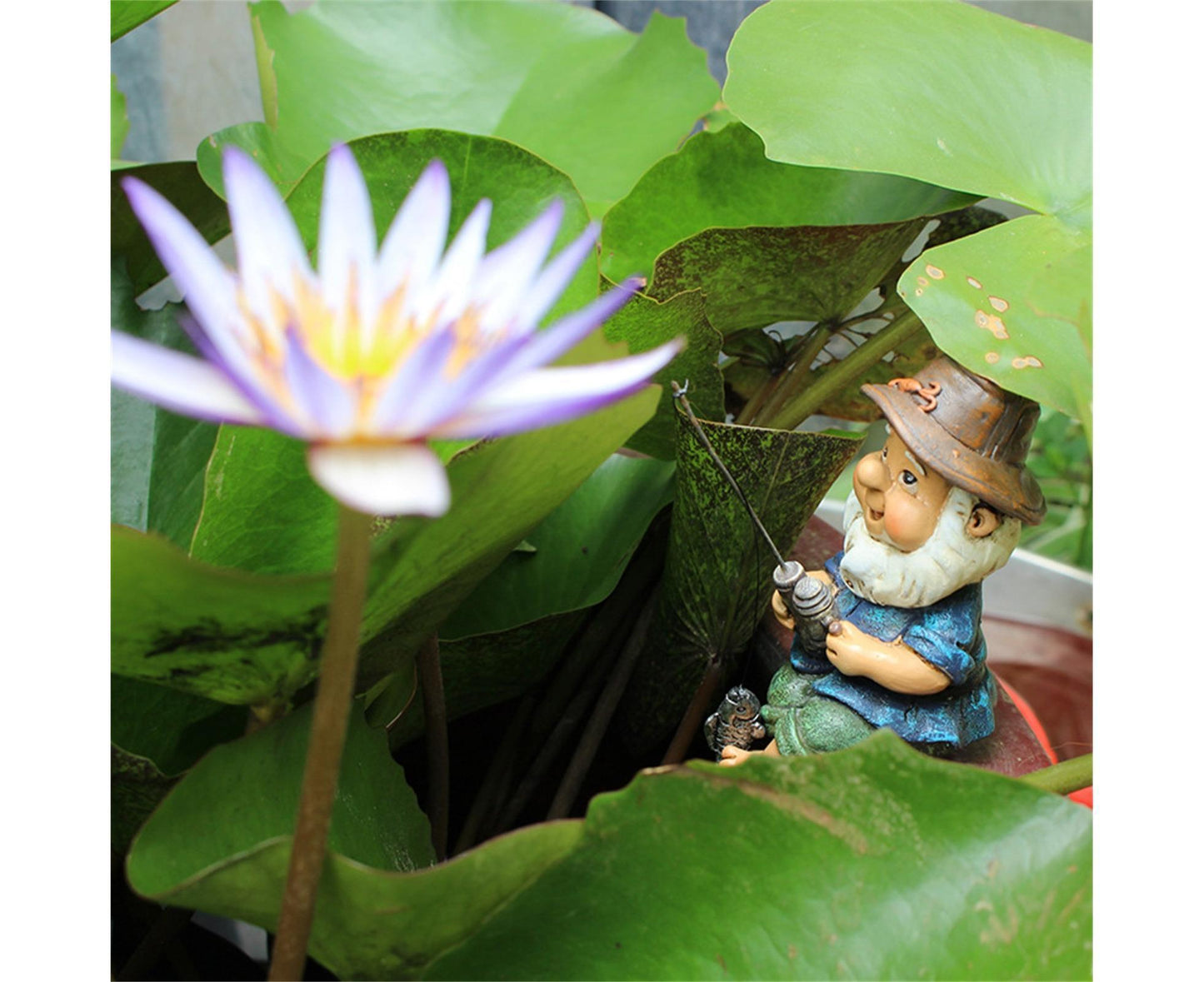 Lovely Fishing Man Shape Statue Decor Adorable Handmade Resin Statue Model for Garden-Fishing