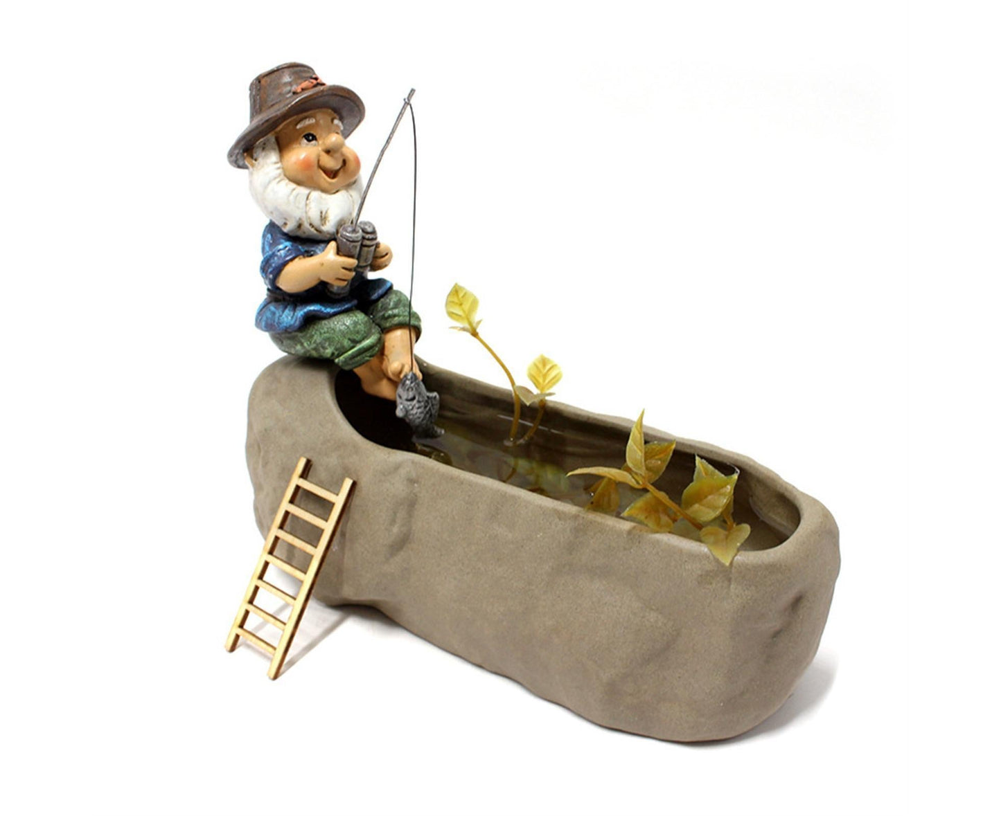 Lovely Fishing Man Shape Statue Decor Adorable Handmade Resin Statue Model for Garden-Fishing
