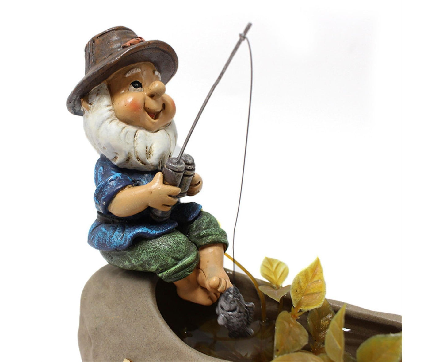 Lovely Fishing Man Shape Statue Decor Adorable Handmade Resin Statue Model for Garden-Fishing