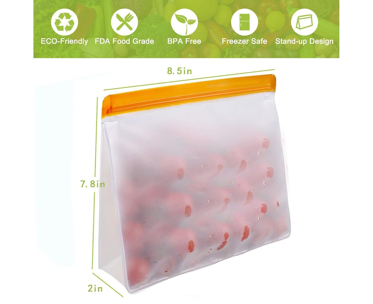 Reusable Storage Bags - Leakproof - 5 Pack Gallon Bags