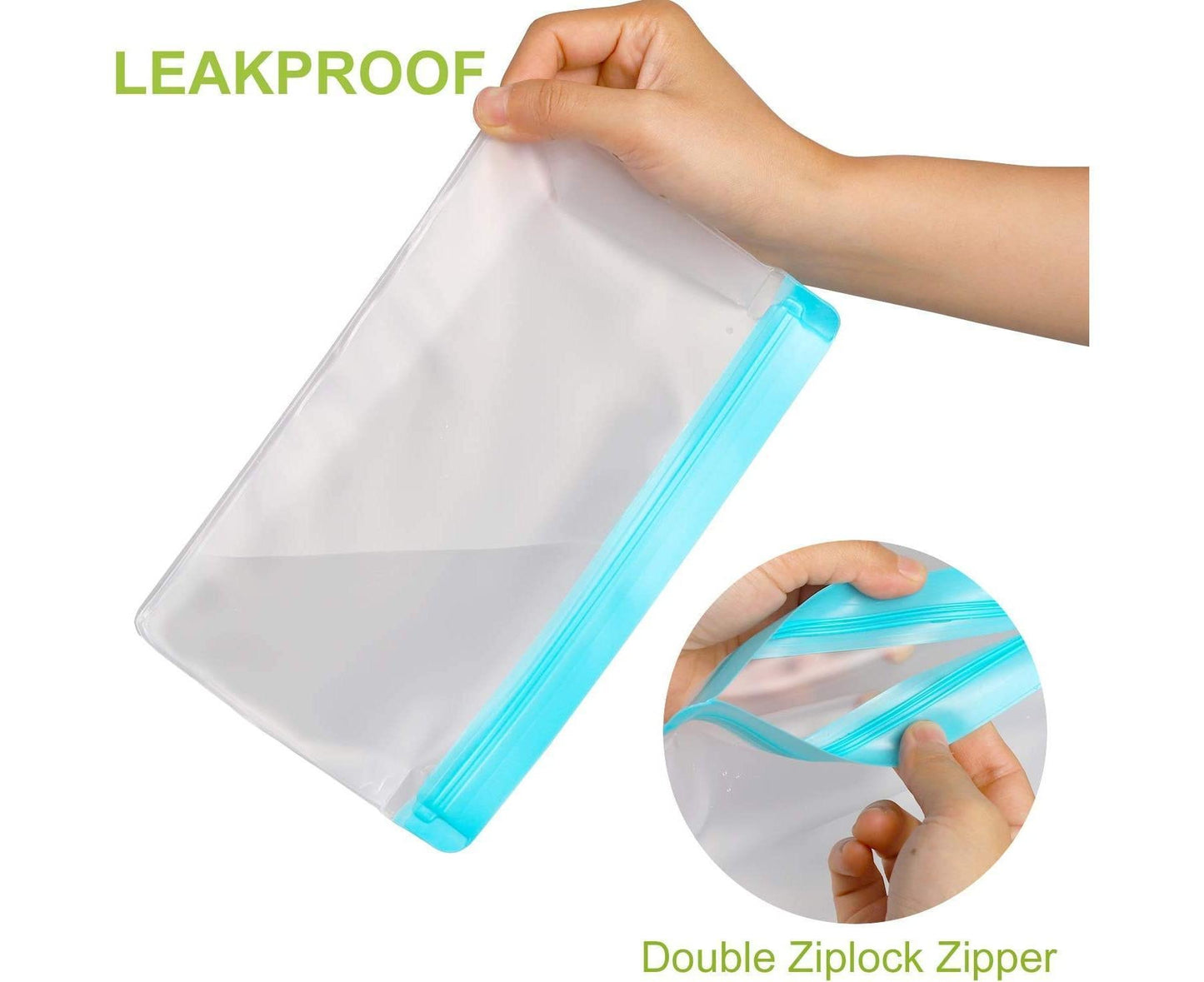 Reusable Storage Bags - Leakproof - 5 Pack Gallon Bags