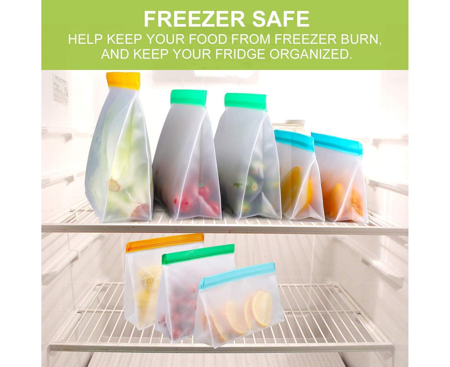 Reusable Storage Bags - Leakproof - 5 Pack Gallon Bags