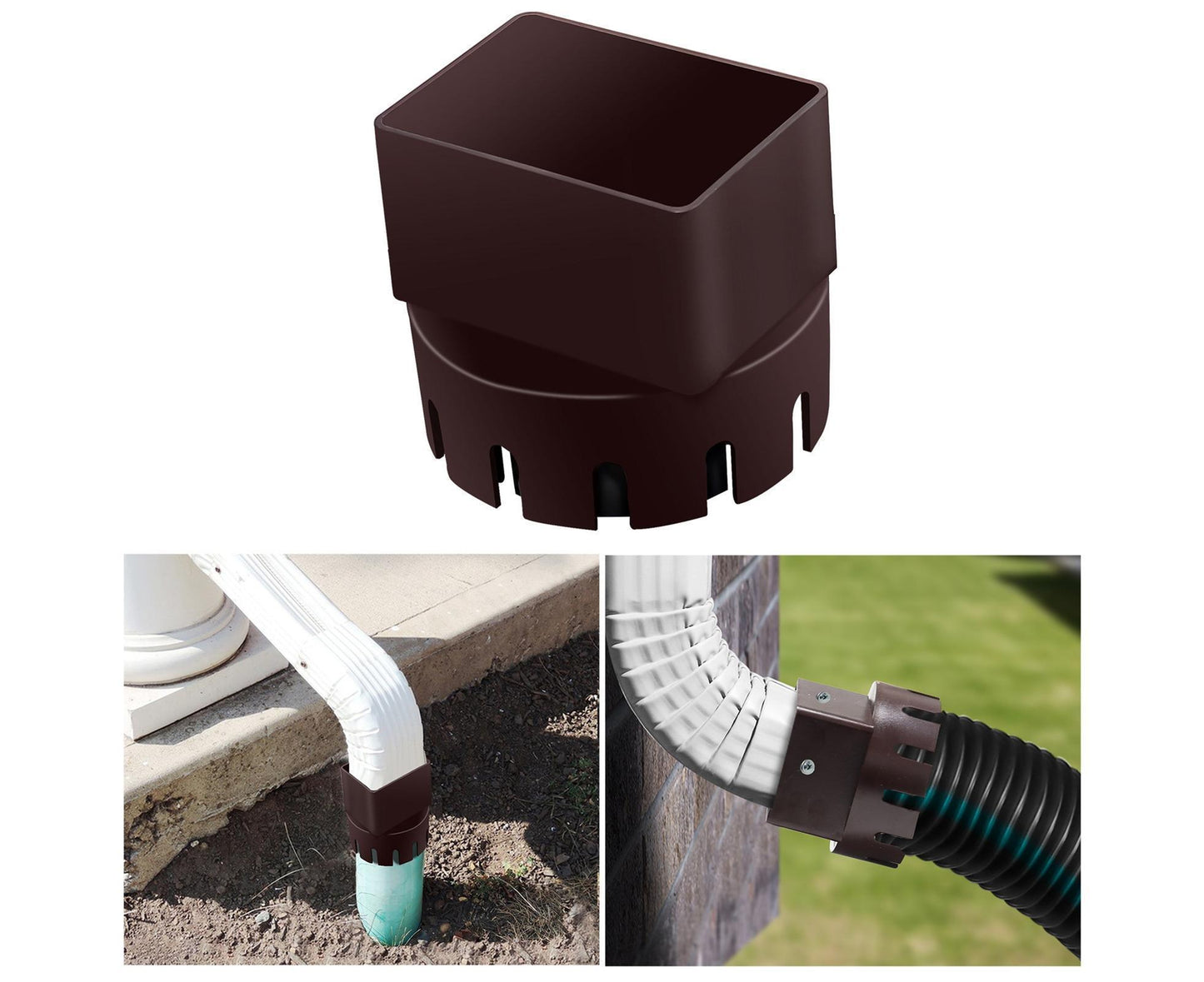 Downspout Adapter Rain Gutter Extender - Brown M