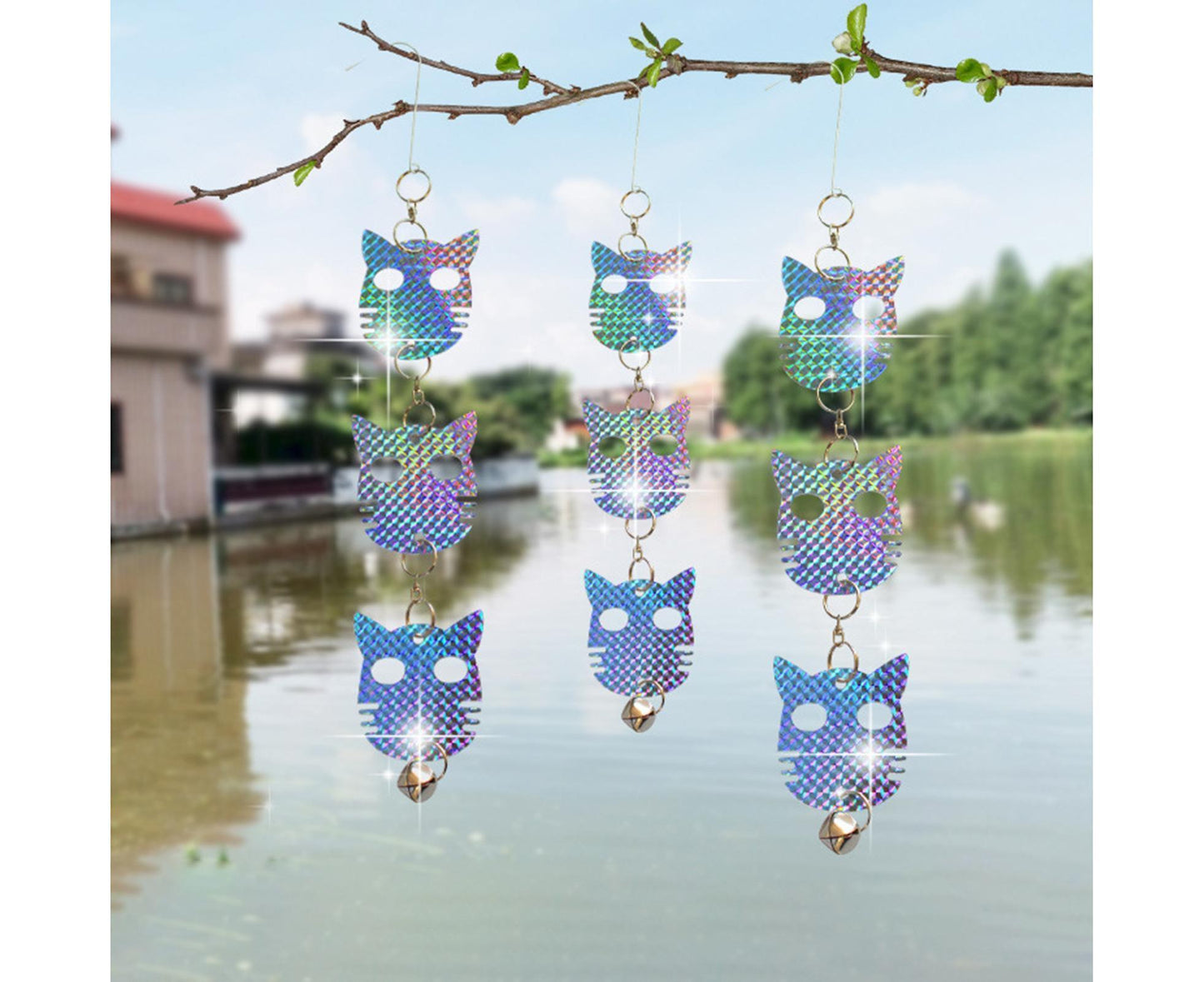 4Pcs Owl Bird Repellent Reflective Discs - 4pcs