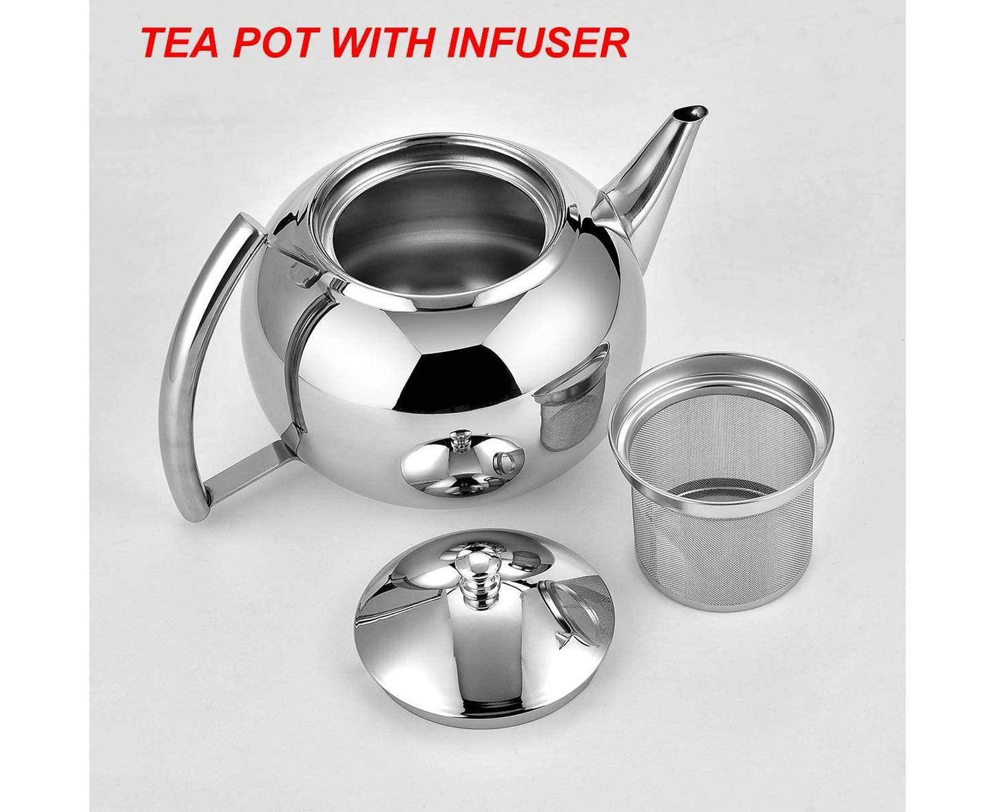 Teapot with Infuser - Stainless Steel - 2 Liter Kettle
