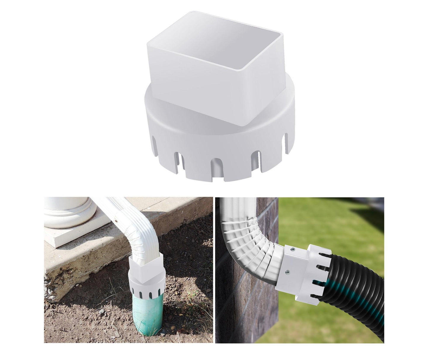 Downspout Adapter Rain Gutter Extender - White M