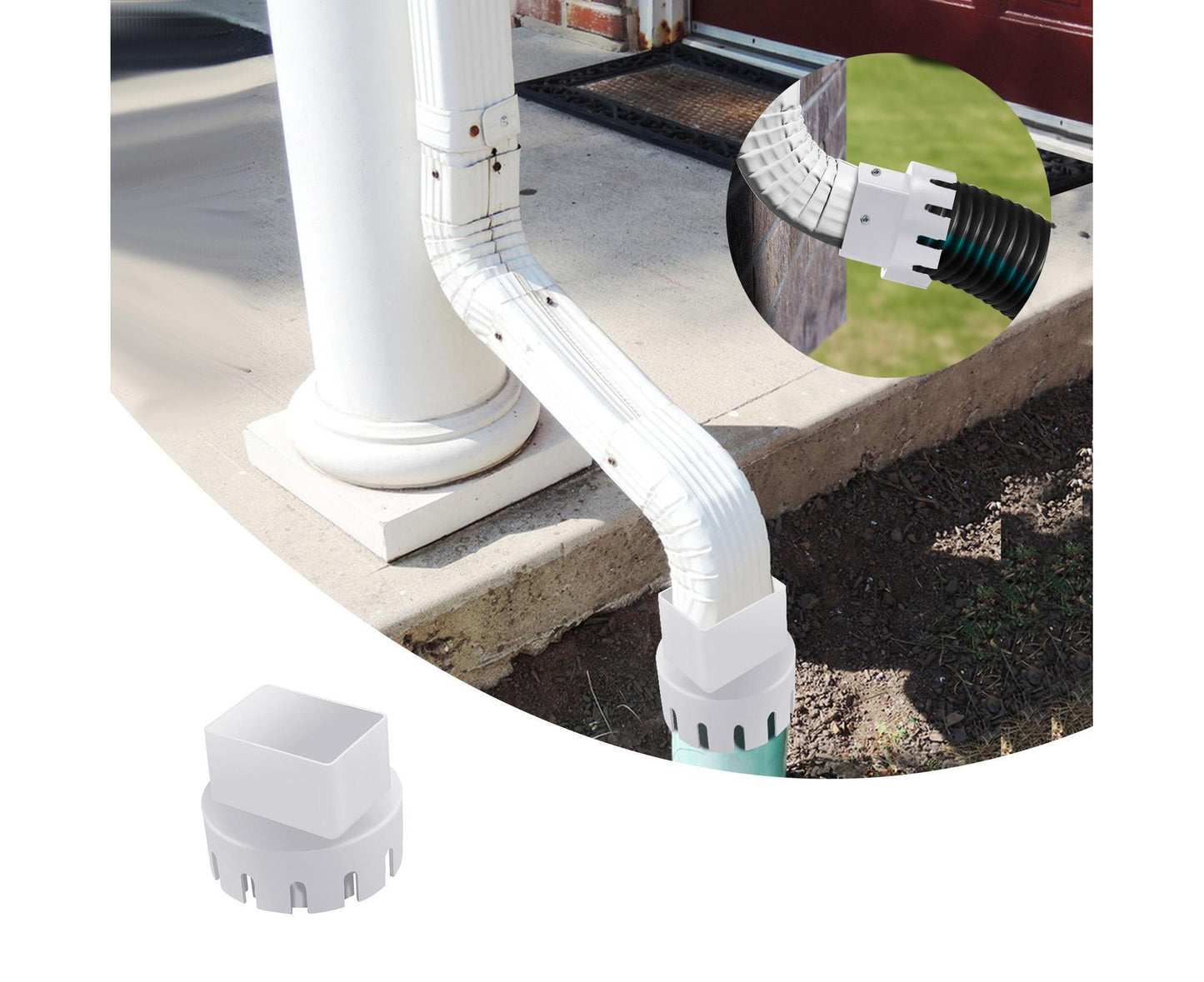Downspout Adapter Rain Gutter Extender - White M