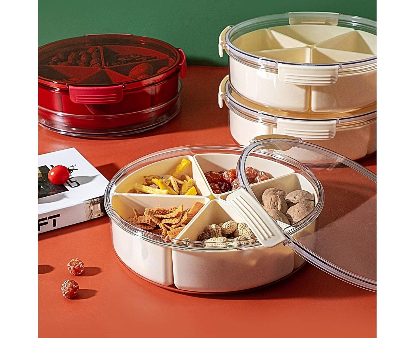 White Round Plastic Tray - Divided Serving - Food Storage