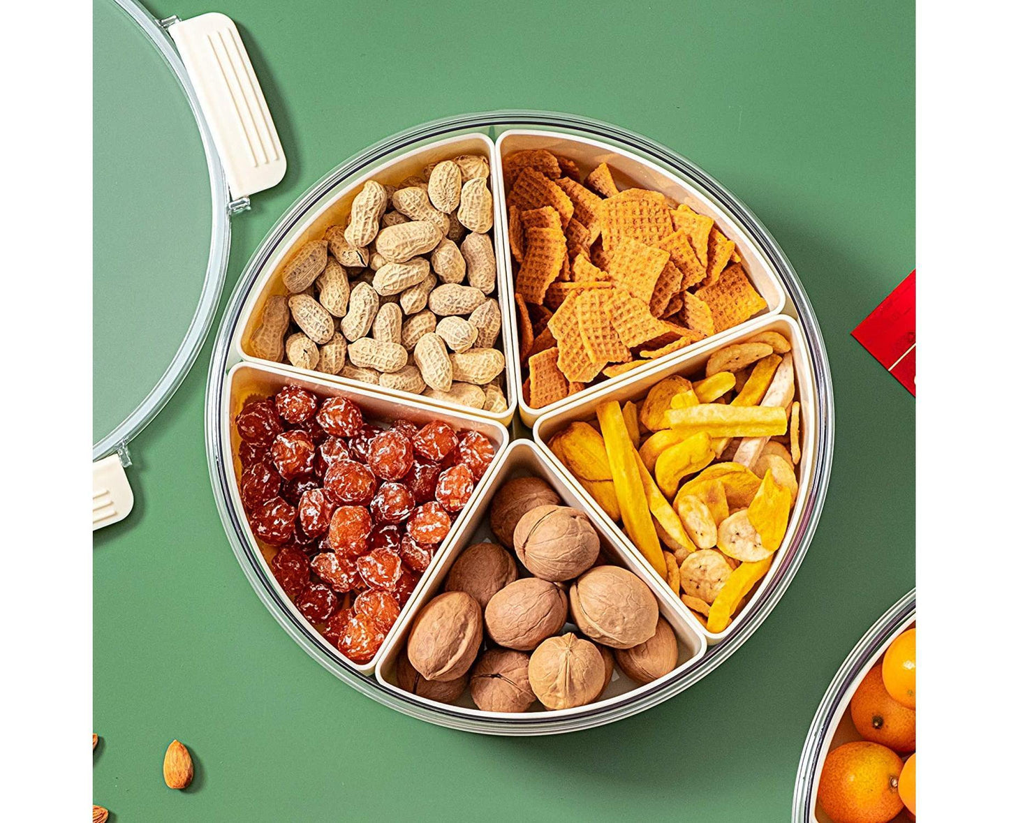 White Round Plastic Tray - Divided Serving - Food Storage